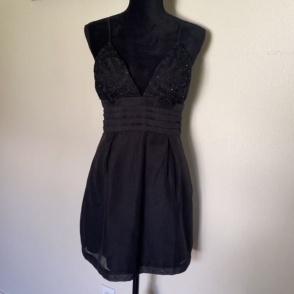 Free People v neck beaded mini dress black - Picture 11 of 12